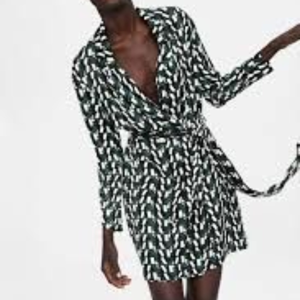 Zara Logo Print Wrap Dress